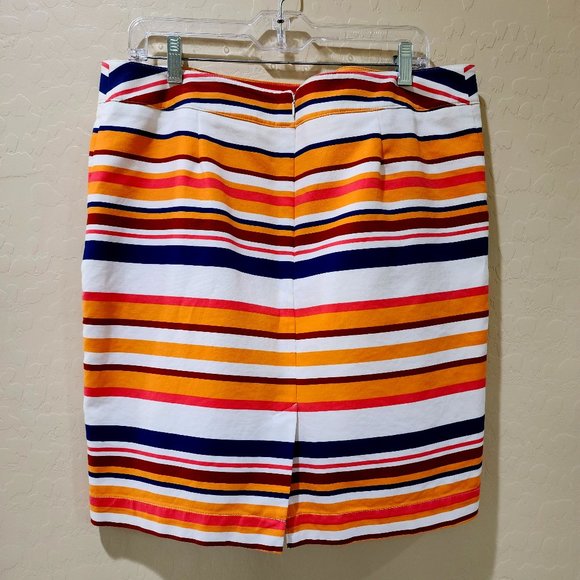 Women's Colorful Stripe Side Pockets Fully Lined Size 16 Skirt Nautical Summer - Picture 5 of 9